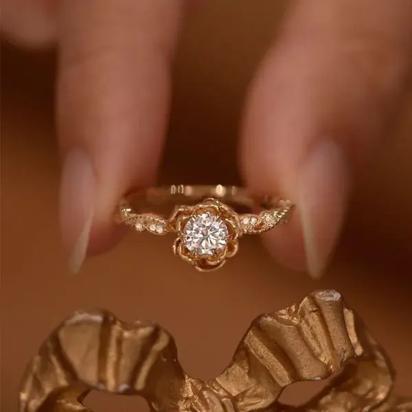 Wholesale Copper Inlay Flower Zircon Rings