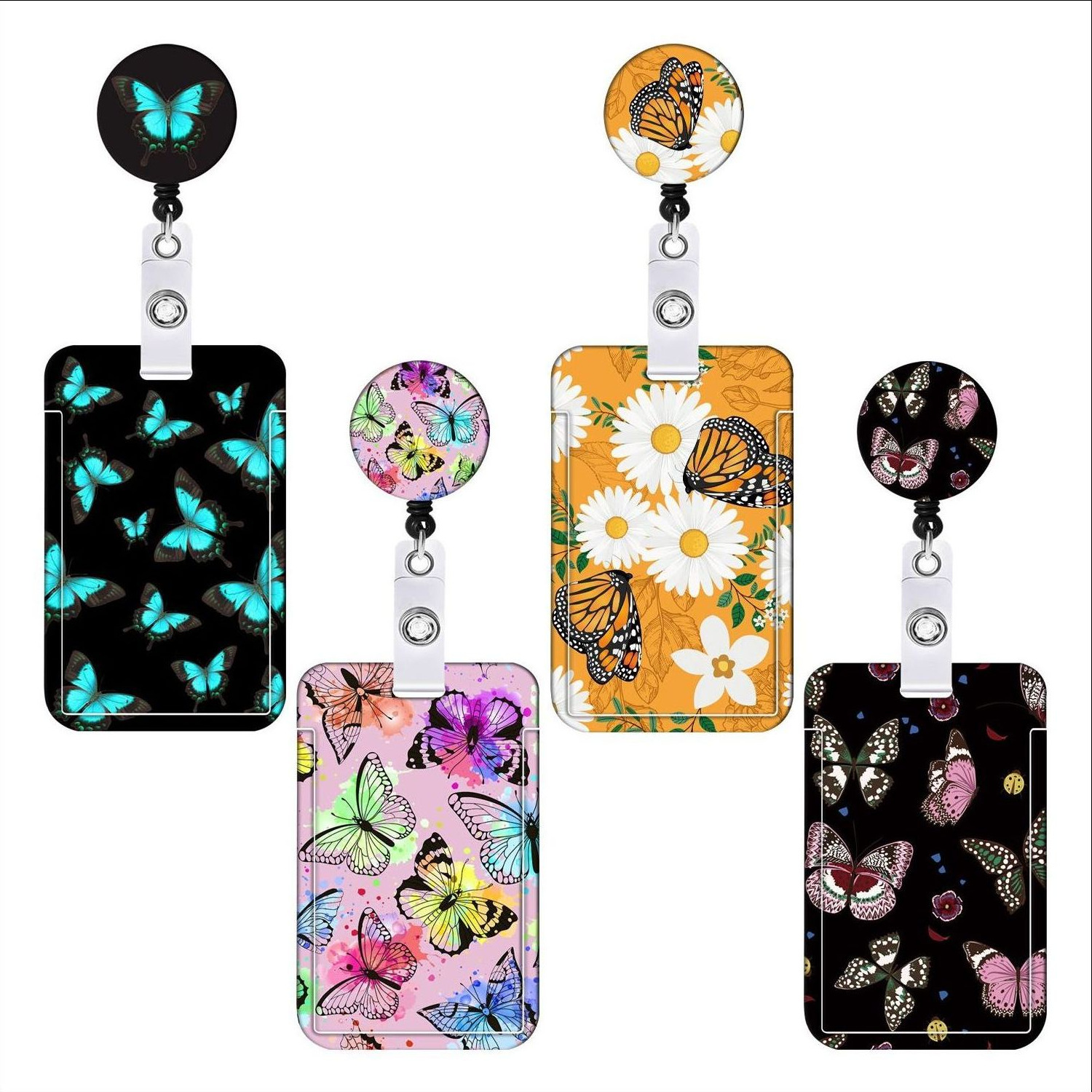 Wholesale phone ID lanyard push slide cover card sle telescopic buckle Badge clip