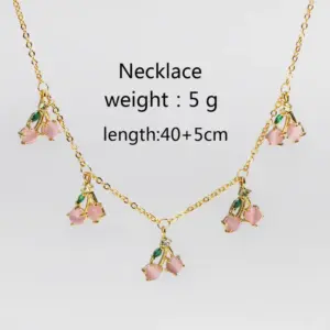 Gold White Cherry Necklace