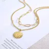 Wholesale PVD Coated 18K Gold Plated Sun Titanium Steel Fashion Waterproof Non Tarnish 304 Stainless Steel Necklace