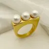Wholesale Ion Plating (IP) 14K Gold Real Gold Plated Round Palm 304 Stainless Steel Elegant Baroque Style Modern Style Waterproof Non Tarnish Rings