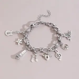 Silver Music Pattern / 18+5cm / Bracelets