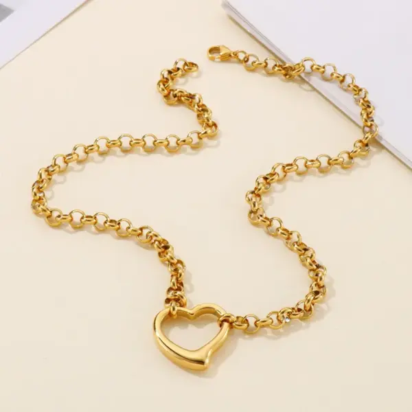 Wholesale PVD Coated 18K Gold Plated Heart Stainless Steel Fashion Waterproof Non Tarnish Jewelry Set