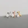 Fashion Flower Copper Ear Studs Inlay Zircon Copper Earrings 1 Piece