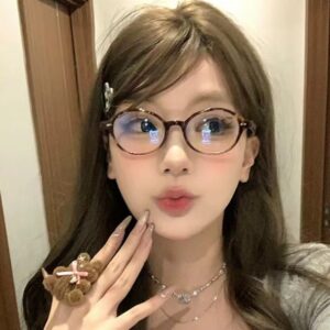 Wholesale New Nerd Korean Style Hawksbill Color Small Frame Glasses Retro Oval Plain and Internet Celebrity Same Style Anti-Blue Glasses Frame