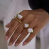Wholesale Round Oval Vacuum Electroplating (In Furnace) 304 Stainless Steel Plated 18K Real Gold Imitation Pearl Open Ring Female