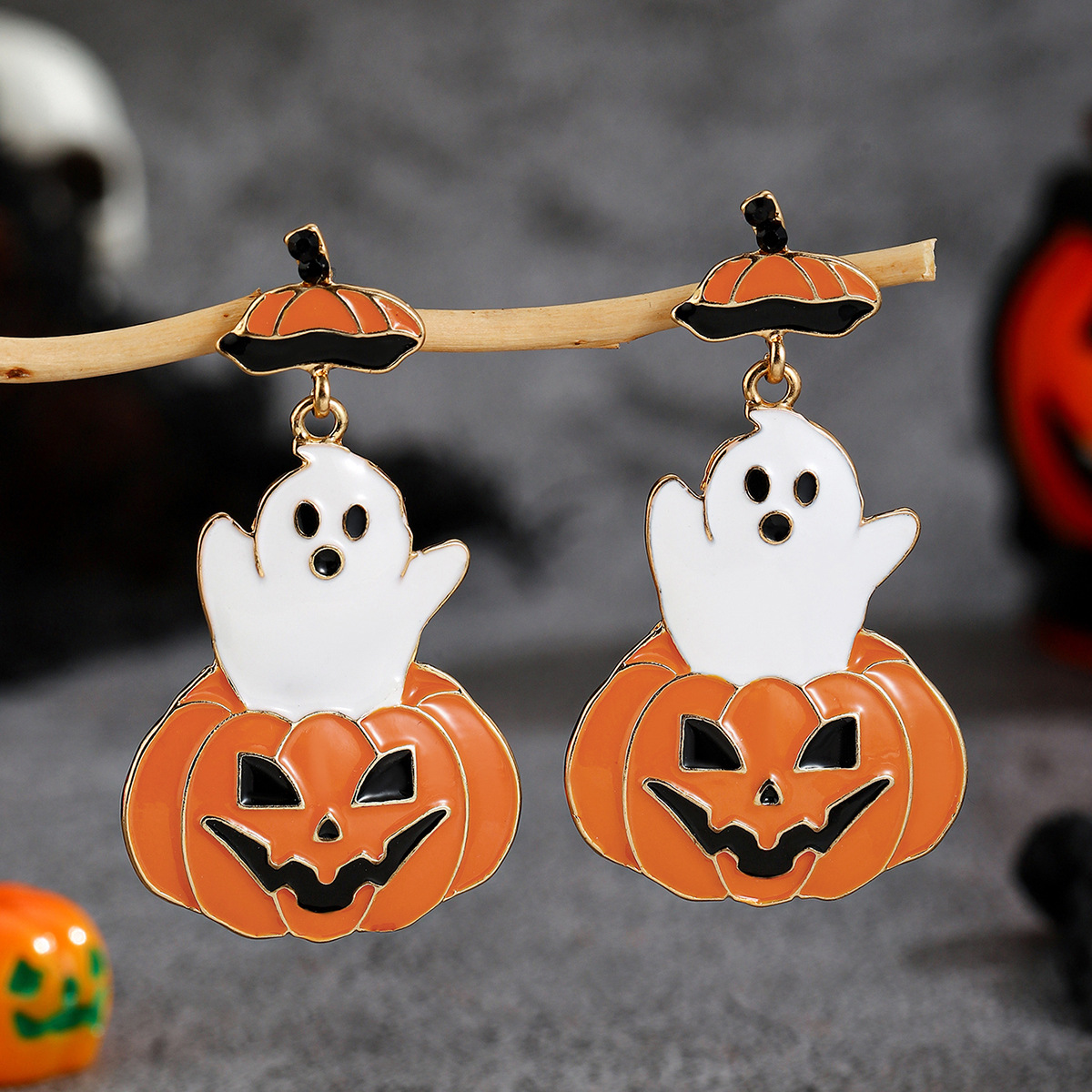 Wholesale Cross-Border Amazon Best-Selling Earrings Pumpkin Ghost Pendant Earrings Gothic Tassel Women's Earrings