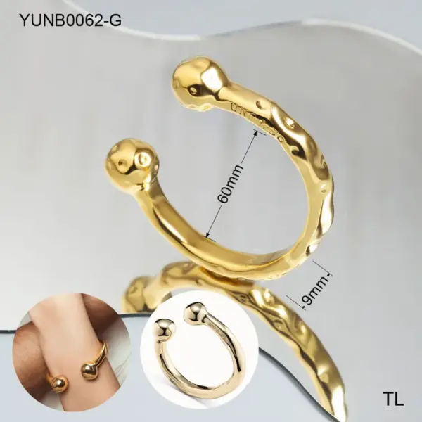 Wholesale 304 Stainless Steel Solid Color PVD Coated Stone-Free Real Gold Plated Simple Style Waterproof Non Tarnish Plating Chain Ball Chain Gold Bracelets