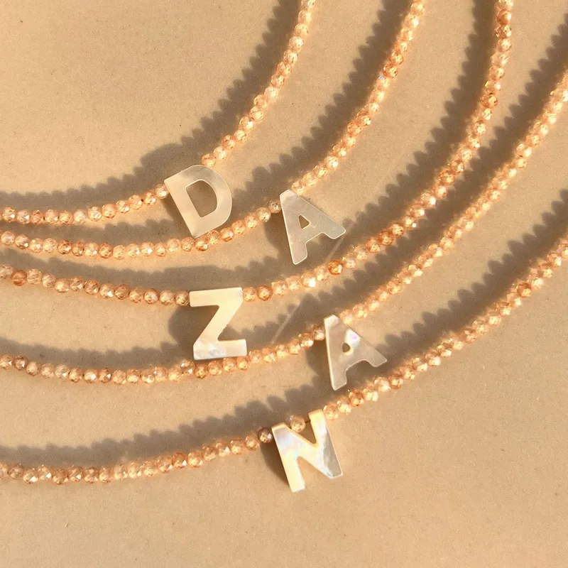 Wholesale Simple Style Letter Stainless Steel Shell Beaded Plating Pendant Necklace