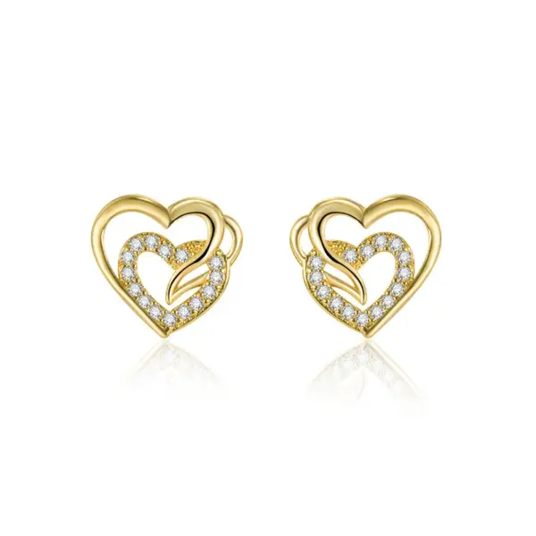 Wholesale Fashion Heart Shape Copper Inlay Zircon Ear Studs 1 Pair