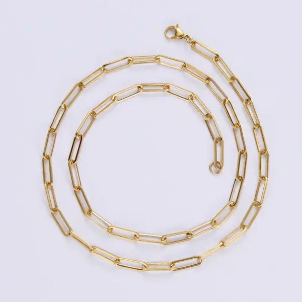 Wholesale PVD Coated 18K Gold Plated Geometric 304 Stainless Steel Simple Style Waterproof Non Tarnish 304 Stainless Steel Necklace