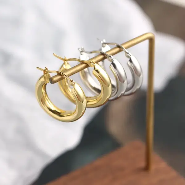 Fashion Round Stainless Steel Plating Earrings 1 Piece