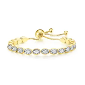 14K Light Gold +4 * 6mm Egg-Shaped White Stone