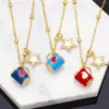 Wholesale Fashion Copper Xingx Cup Heart Shape Necklace Enamel Zircon Copper Necklaces