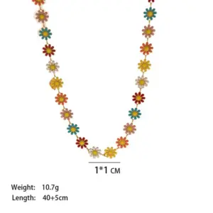 【XKN1007】Colorful Daisy Necklace / Gold