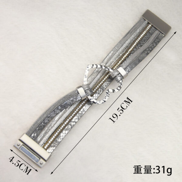 Wholesale 2024 cross-border new leather bracelet exaggerated love accessories wrist jewelry ladies magnet buckle bracelet