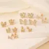1 Pair Elegant Sweet Swan Flower Butterfly Plating Inlay 304 Stainless Steel Copper Zircon Gold Plated Ear Studs