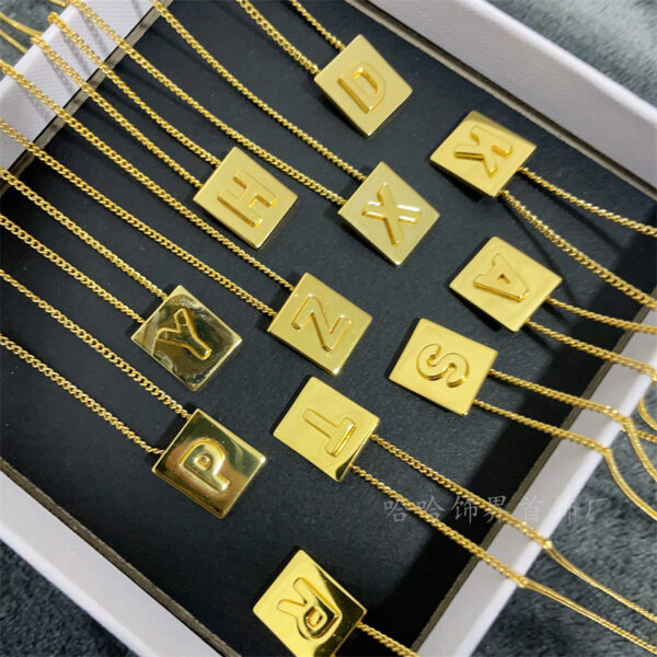 Wholesale CELI Arc de Triomphe small square 26 letter necklace family name square brand European and American pendant light luxury niche design