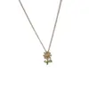 Wholesale Fashion Flower Titanium Steel Inlay Zircon Pendant Necklace 1 Piece