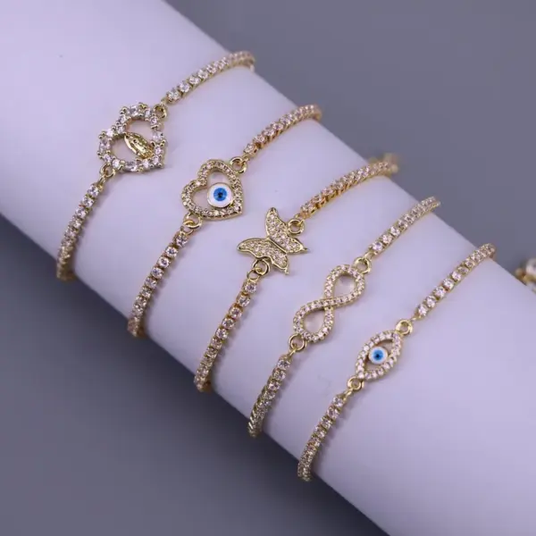 Wholesale Fashion Geometric Copper Artificial Gemstones Bracelets In Bulk