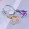 Wholesale PVD Coated Real Gold Plated 18K Gold Solid Color Bow Knot 304 Stainless Steel Commute Waterproof Non Tarnish Rings