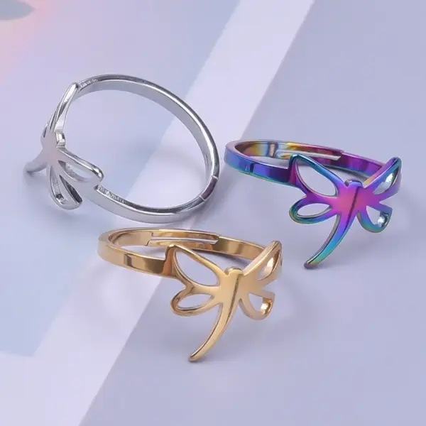 Wholesale PVD Coated Real Gold Plated 18K Gold Solid Color Bow Knot 304 Stainless Steel Commute Waterproof Non Tarnish Rings