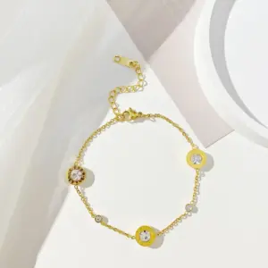 A5175-Roman Double Diamond Bracelet Gold