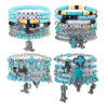 Wholesale European and American Cross-border Explosive Bracelet suit Fashion Personalized Niutou Turquoise Beaded Elastic Bracelet suit Jewelry