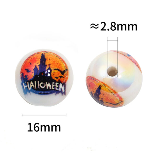 Wholesale 16mm Halloween Double-Sided 3D Printed Round Cartoon Acrylic Beads DIY Mobile Phone Chain Beaded Pen Beads