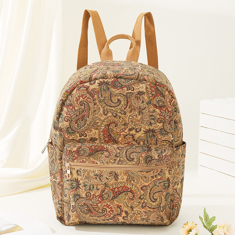 Wholesale Retro Large-Capacity Lightweight Universal Men's and Women's Retro Cork Backpack Travel Backpack