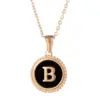 Wholesale PVD Coated 18K Gold Plated Round Letter 304 Stainless Steel Fashion Waterproof Non Tarnish 304 Stainless Steel Pendant Necklace