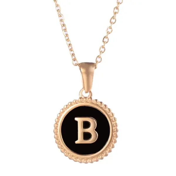 Wholesale PVD Coated 18K Gold Plated Round Letter 304 Stainless Steel Fashion Waterproof Non Tarnish 304 Stainless Steel Pendant Necklace