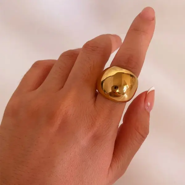 Wholesale 304 Stainless Steel Geometric PVD Coated Real Gold Plated Nordic Style IG Style Waterproof Non Tarnish Surgical Steel Gold Silver Rings