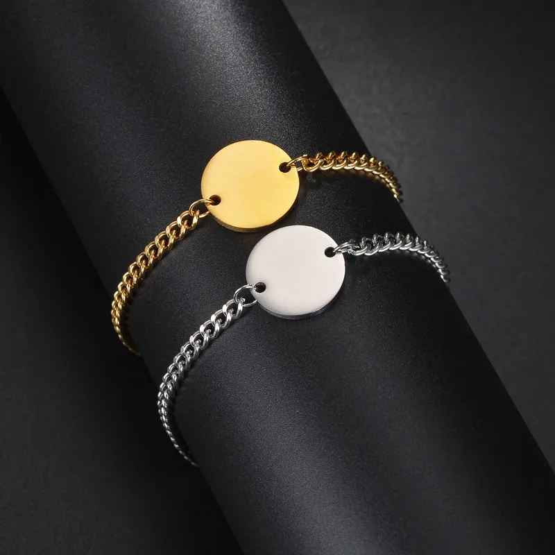 Wholesale PVD Coated Gold Plated Solid Color 201 Stainless Steel Classical Solid Color 201 Stainless Steel Bracelets