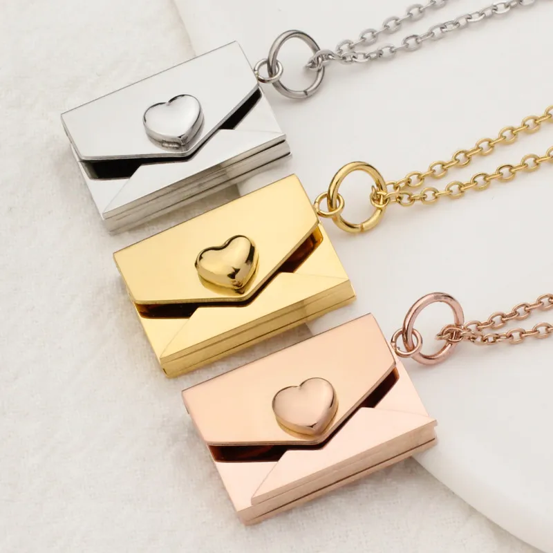 Wholesale Simple Style Envelope Titanium Steel Polishing Pendant Necklace