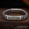Wholesale Long Lin Passepartout Bracelet Diamond Pestle Silver Retro Bracelet Six Words True Words Transfer Bead Bracelet Double Dragon Head Silver Jewelry
