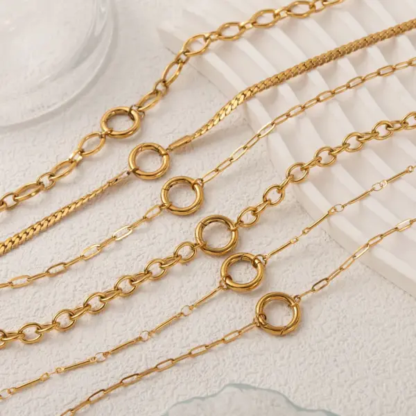 Wholesale 304 Stainless Steel DIY Basic Snake Bone Chain Necklace For Women Vacuum Plated 18K Gold Accessories Lobster Clasp Casual Travel