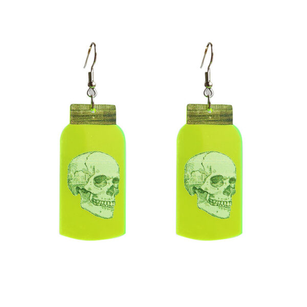 oly-30470936ef1cd237471a52a1a250025c Wholesale Ghost Earrings Fluorescent Acrylic Horror Bottle Skull Earrings