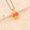 Fashion Heart Shape Stainless Steel Pendant Necklace Gold Plated Artificial Crystal Stainless Steel Necklaces 1 Piece