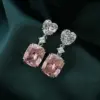 Wholesale Flash Diamond Pink Yellow White Heart Shaped Copper Inlaid Zircon Earrings