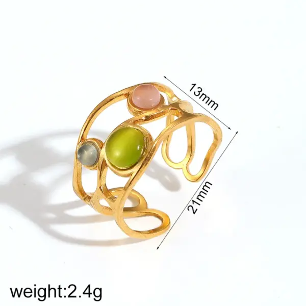 Wholesale PVD Coated Real Gold Plated 18K Pentagram Geometric Butterfly 304 Stainless Steel French Style Waterproof Non Tarnish Open Rings