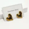Wholesale 304 Stainless Steel Heart Shape Spiral Ion Plating (IP) Golden Plated Elegant Lady Commute Waterproof Non Tarnish Gold Ear Studs