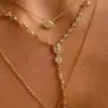 Wholesale Elegant Round Zircon Pendant Necklace Gold Plated Color Retention Simple Ins Fashion Lobster Clasp Copper Chain Jewelry Accessory