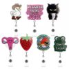 Wholesale New Amazon Cartoon Glitter Acrylic Fun Creative Pattern Card Set Badge Easy Pull Buckle Telescopic Badge Clip