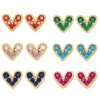 Fashion Heart Copper Artificial Gemstones 18k Gold Plated Earrings Ear Studs