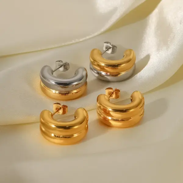 Simple Style C Shape Plating 316 Stainless Steel Ear Studs