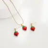 Wholesale Jewelry Sweet Cherry Strawberry 304 Stainless Steel Enamel Plating Earrings Necklace Snake Chain