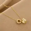 Wholesale Real Gold Plated Round 304 Stainless Steel Fashion Waterproof Non Tarnish Necklace