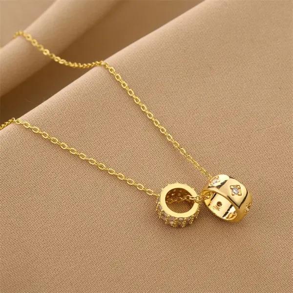 Wholesale Real Gold Plated Round 304 Stainless Steel Fashion Waterproof Non Tarnish Necklace