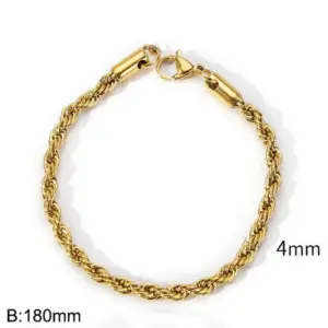 Gold (Width 4mm) / Bracelet 7 Inches (Length 18cm)